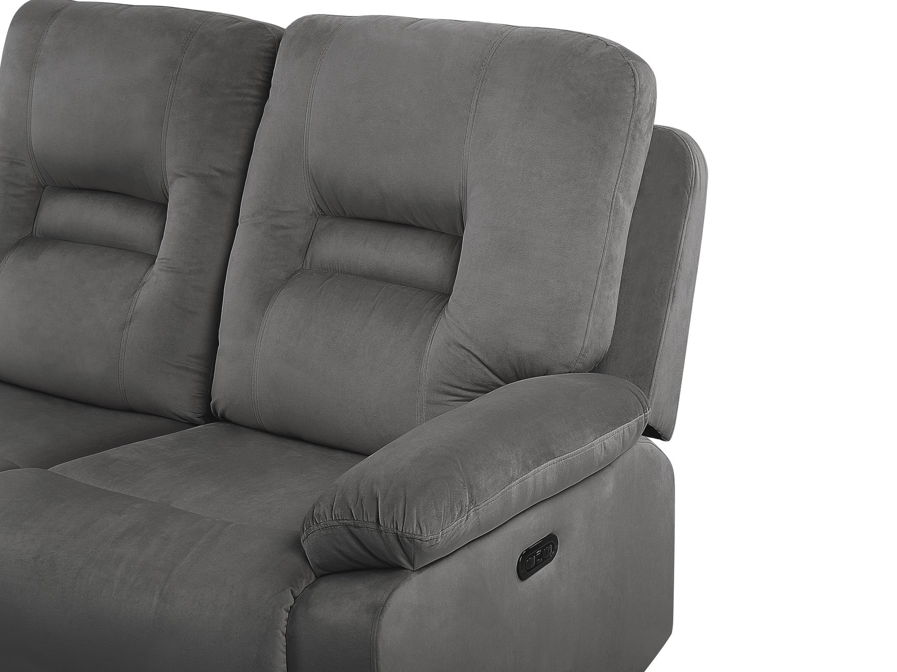 2 Seater Velvet LED Electric Recliner Sofa with USB Port Grey BERGEN