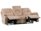 3 Seater Velvet LED Electric Recliner Sofa with USB Port Beige BERGEN
