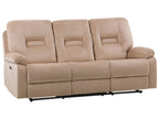 3 Seater Velvet LED Electric Recliner Sofa with USB Port Beige BERGEN