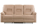 3 Seater Velvet LED Electric Recliner Sofa with USB Port Beige BERGEN