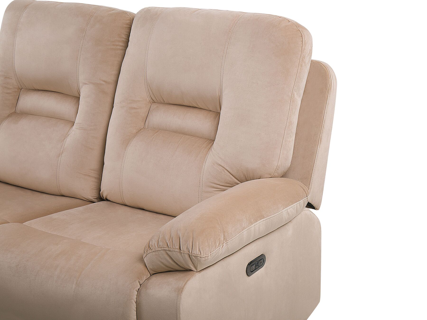 3 Seater Velvet LED Electric Recliner Sofa with USB Port Beige BERGEN