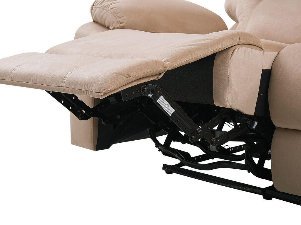 3 Seater Velvet LED Electric Recliner Sofa with USB Port Beige BERGEN