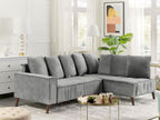 Corner Sofa GRENA Velvet Light Grey 3 Seater Left Hand