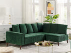 Corner Sofa GRENA Velvet Dark Green 3 Seater Left Hand