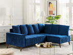 Corner Sofa GRENA Velvet Navy Blue 3 Seater Left Hand