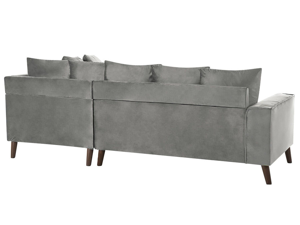 Corner Sofa GRENA Velvet Light Grey 3 Seater Left Hand