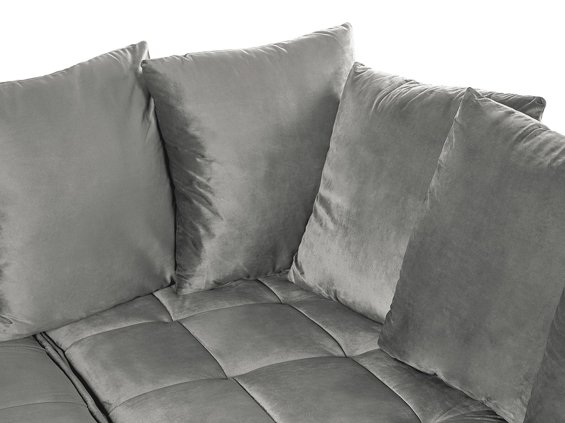 Corner Sofa GRENA Velvet Light Grey 3 Seater Left Hand