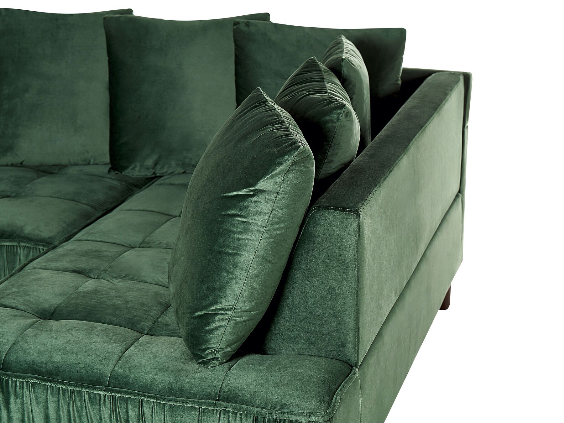 Corner Sofa GRENA Velvet Dark Green 3 Seater Left Hand