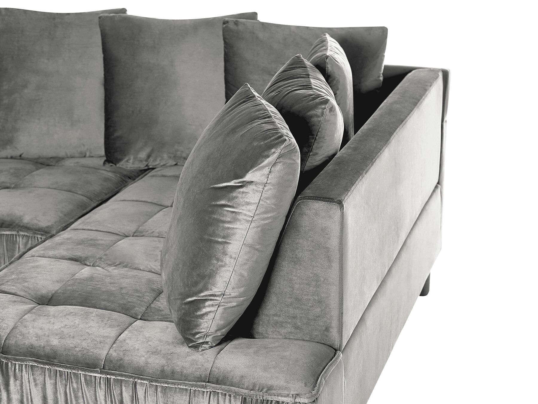 Corner Sofa GRENA Velvet Light Grey 3 Seater Left Hand