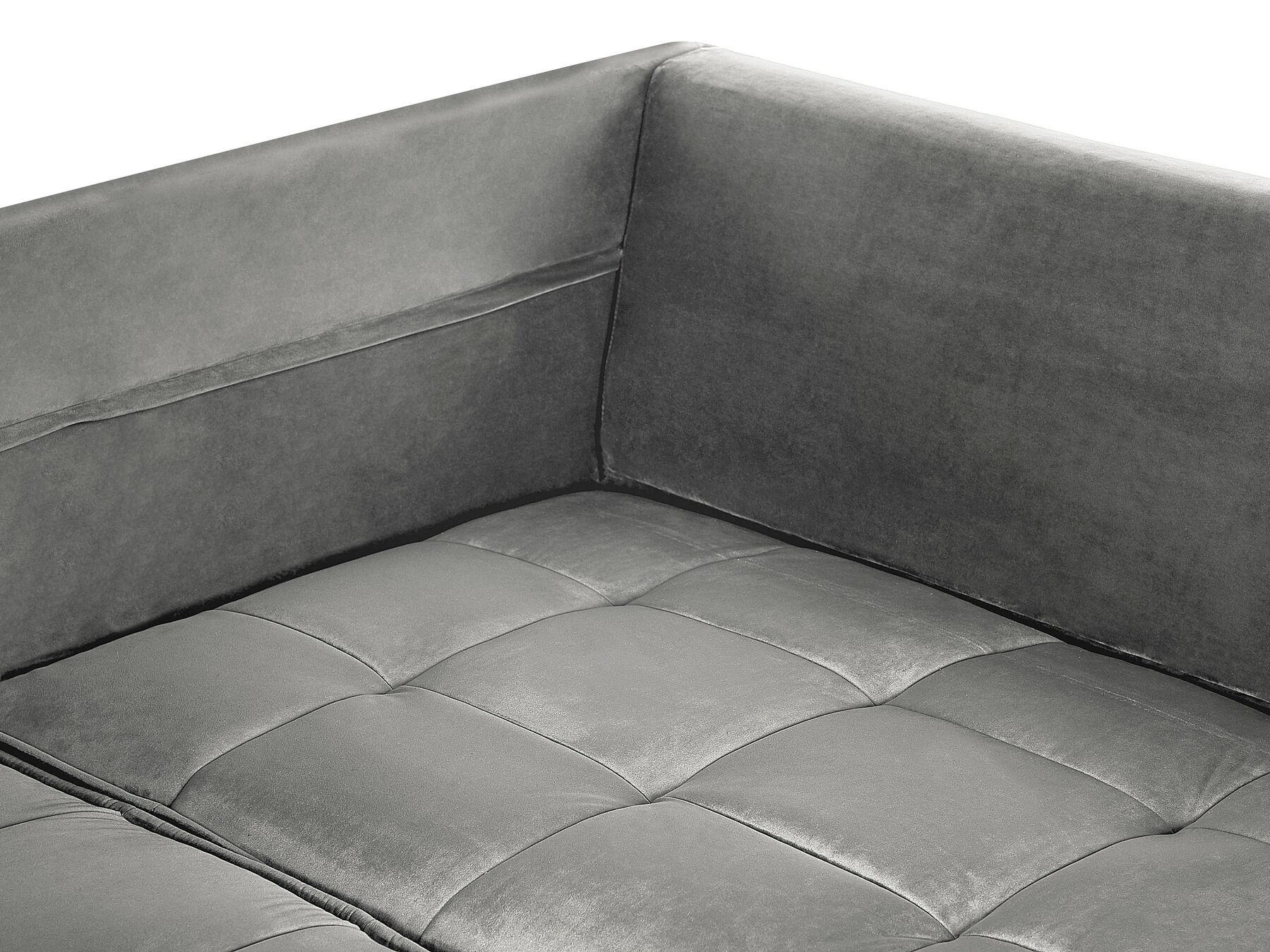 Corner Sofa GRENA Velvet Light Grey 3 Seater Left Hand