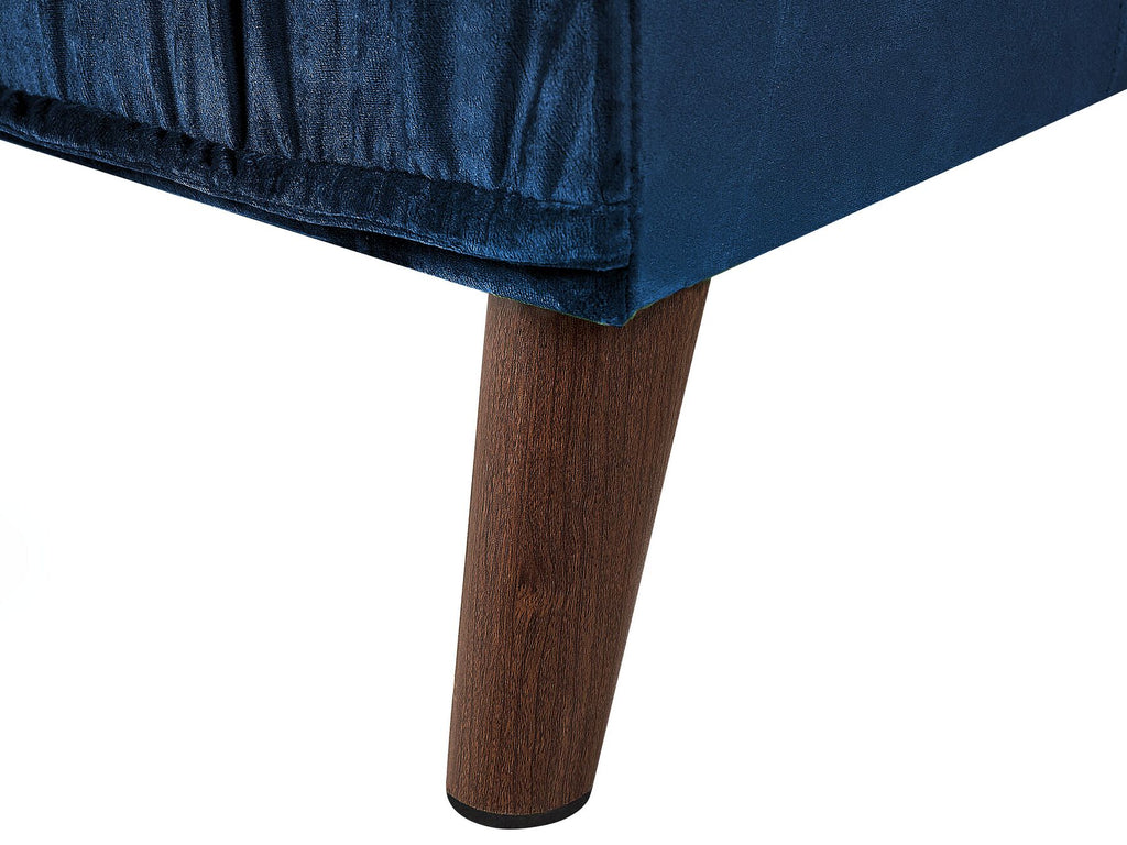 Corner Sofa GRENA Velvet Navy Blue 3 Seater Left Hand
