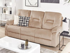 3 Seater Velvet LED Electric Recliner Sofa with USB Port Beige BERGEN