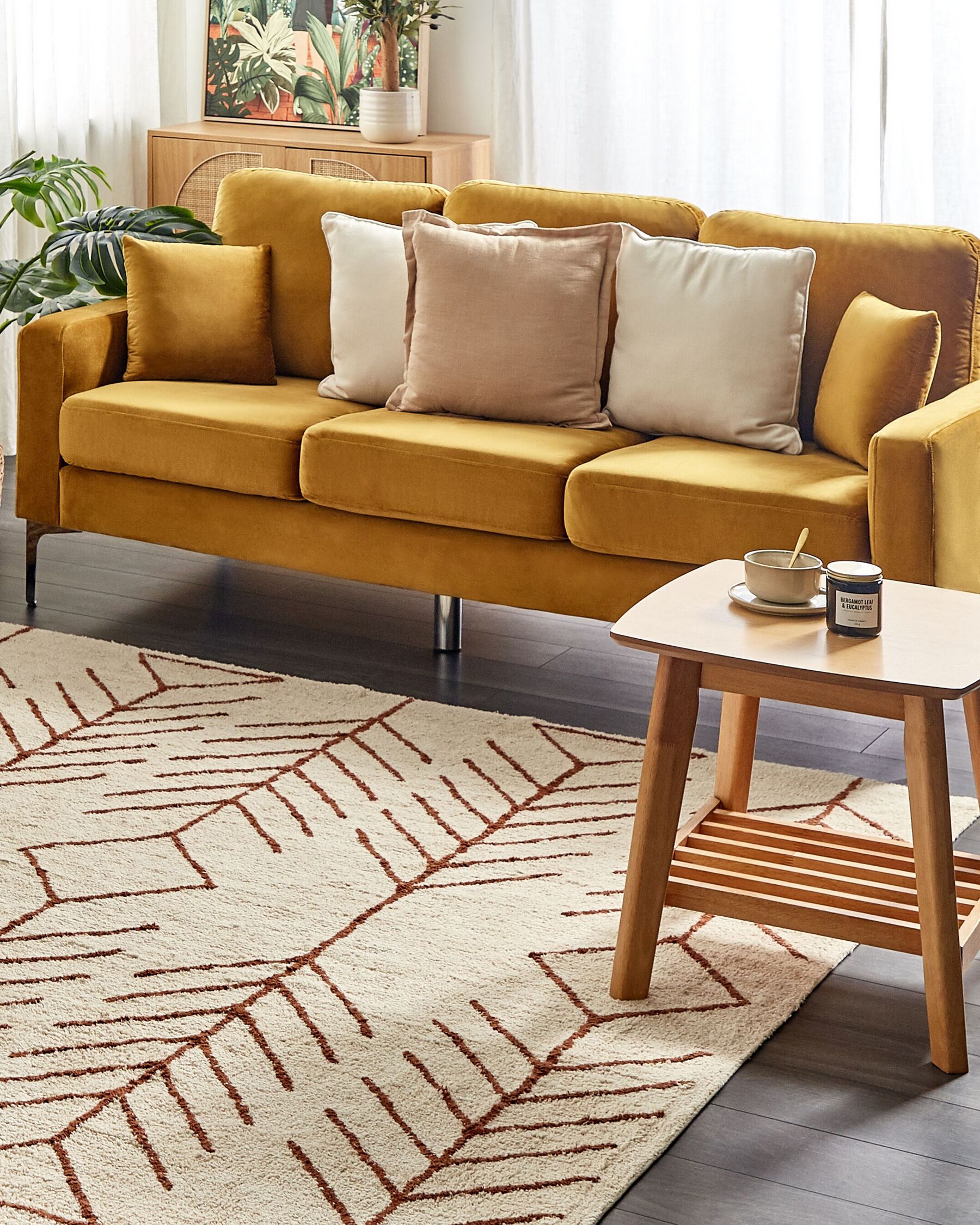 3 Seater Velvet Sofa Yellow GAVLE
