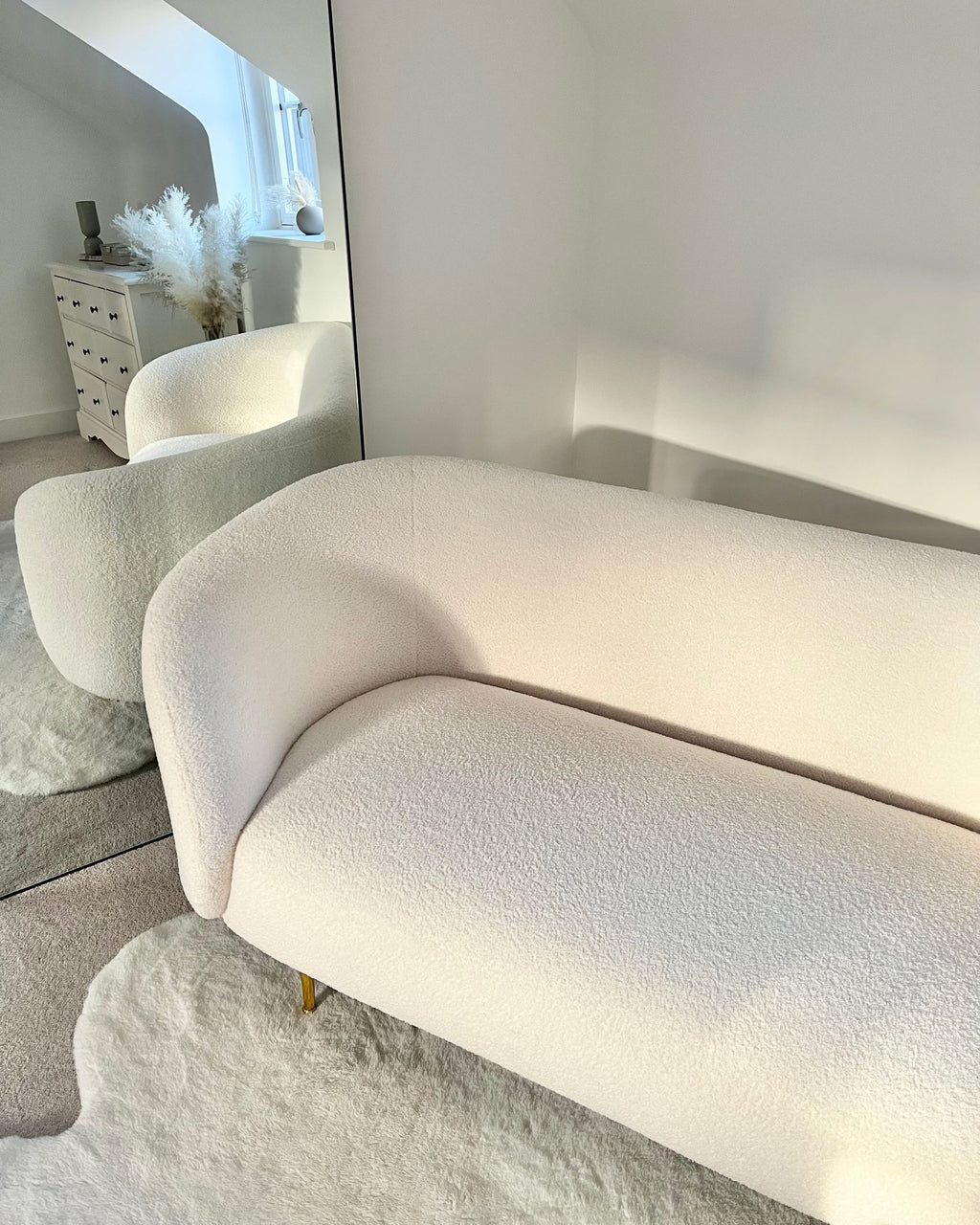 2 Seater Boucle Sofa White LOEN