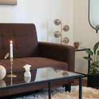 Sofa Bed VEHKOO Fabric Dark Brown 3 Seater
