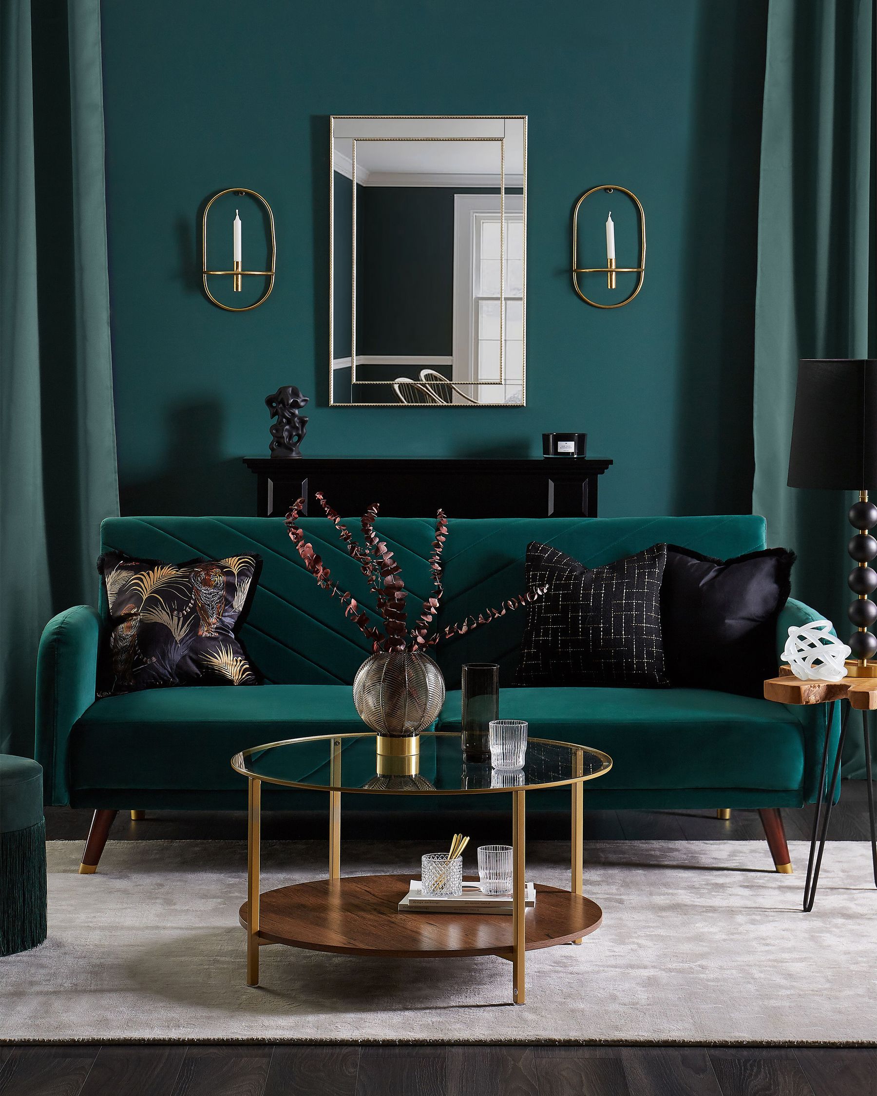 Sofa Bed SENJA Velvet Emerald Green 3 Seater