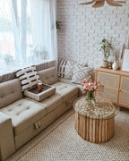 Sofa Bed FALSTER Fabric Beige with Storage 3 Seater