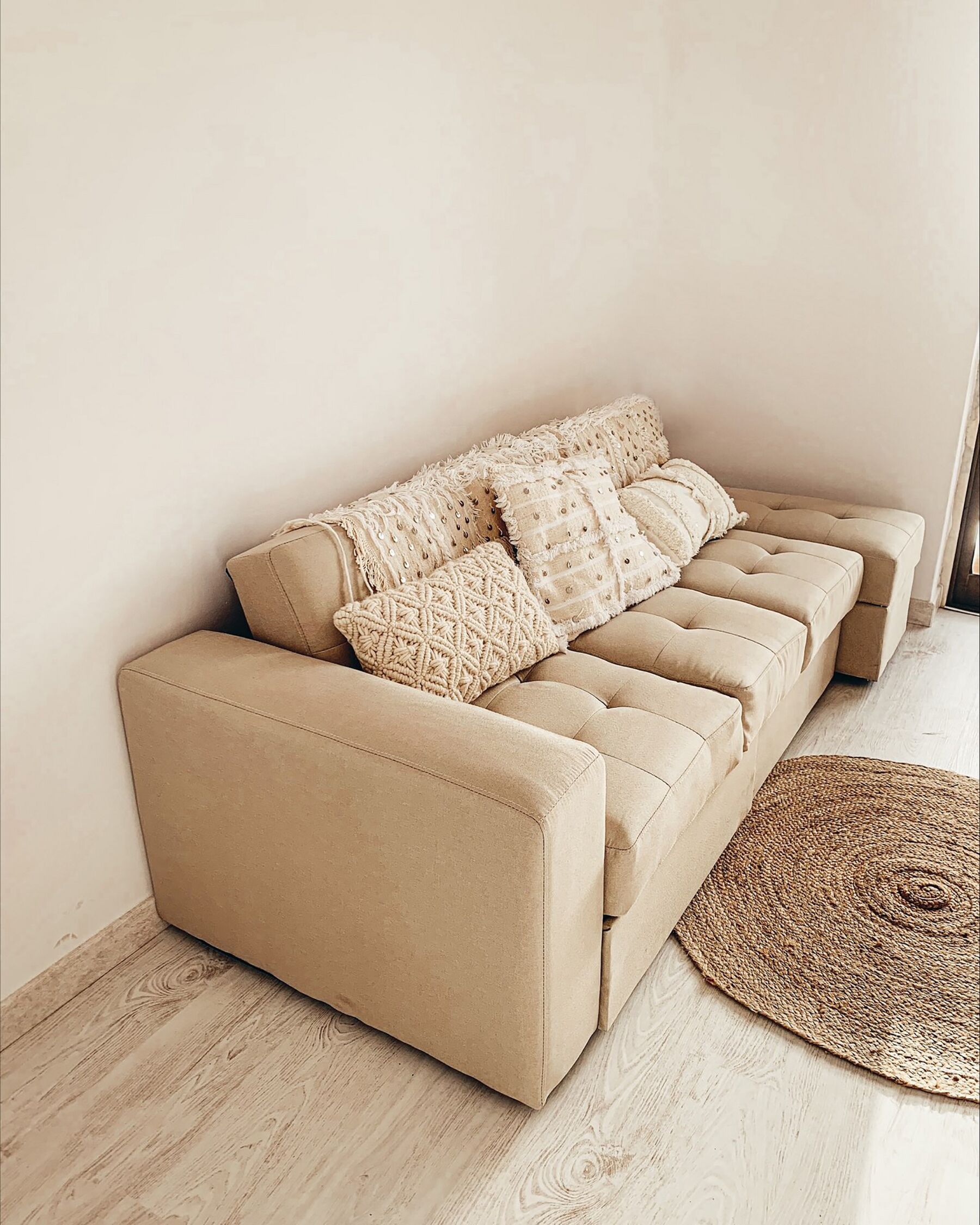 Sofa Bed FALSTER Fabric Beige with Storage 3 Seater