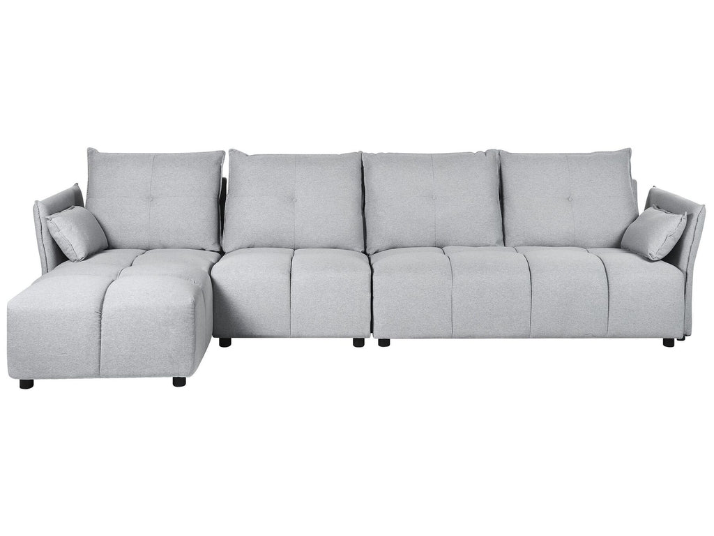 Corner Sofa TOMRA Fabric Light Grey 4 Seater Right Hand