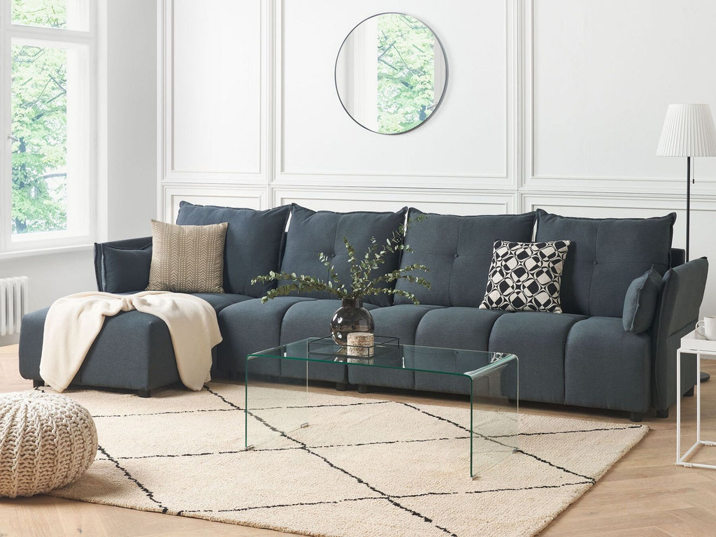 Corner Sofa TOMRA Fabric Graphite Grey 4 Seater Right Hand