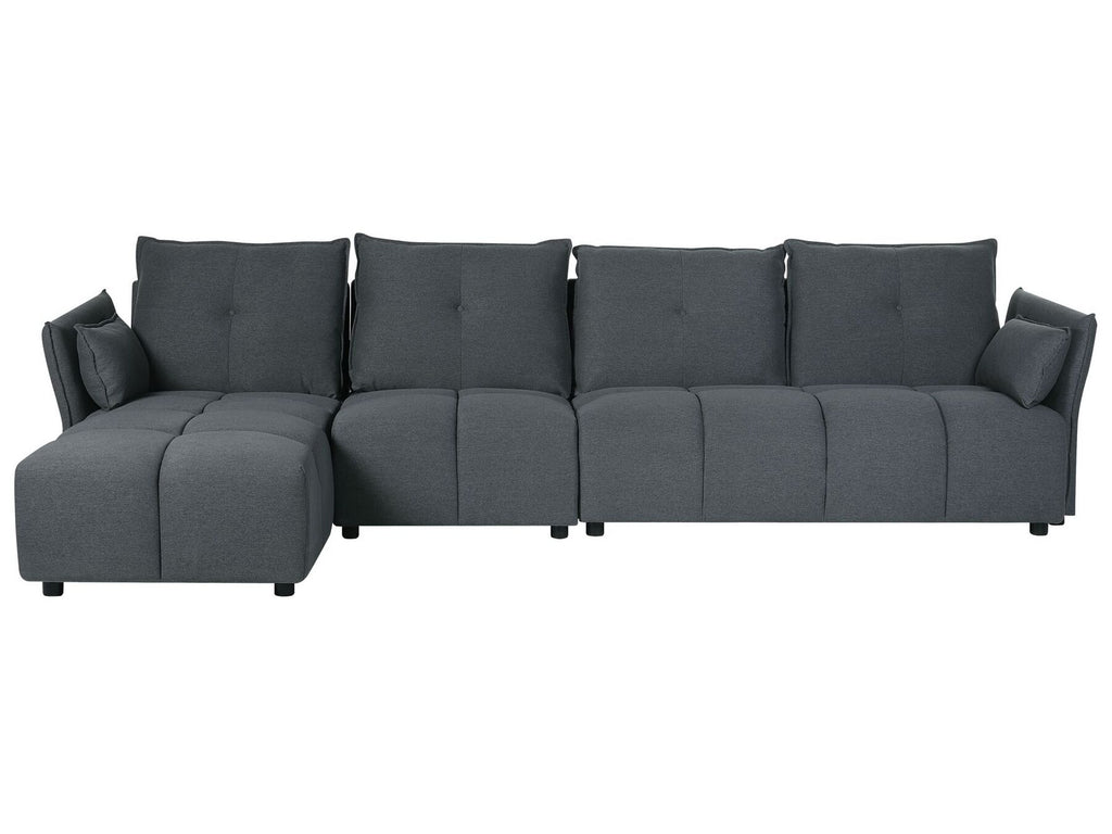 Corner Sofa TOMRA Fabric Graphite Grey 4 Seater Right Hand