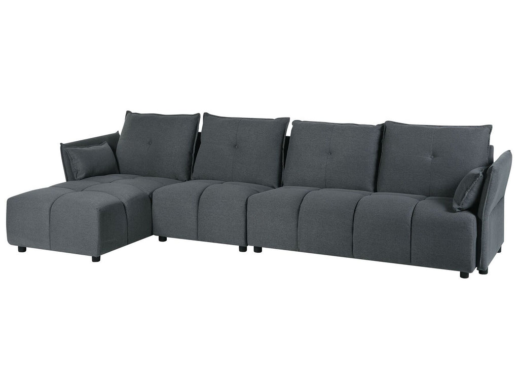 Corner Sofa TOMRA Fabric Graphite Grey 4 Seater Right Hand