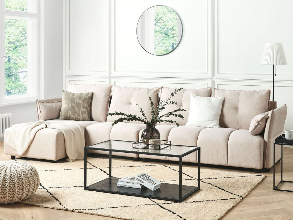 Corner Sofa TOMRA Fabric Beige 4 Seater Right Hand