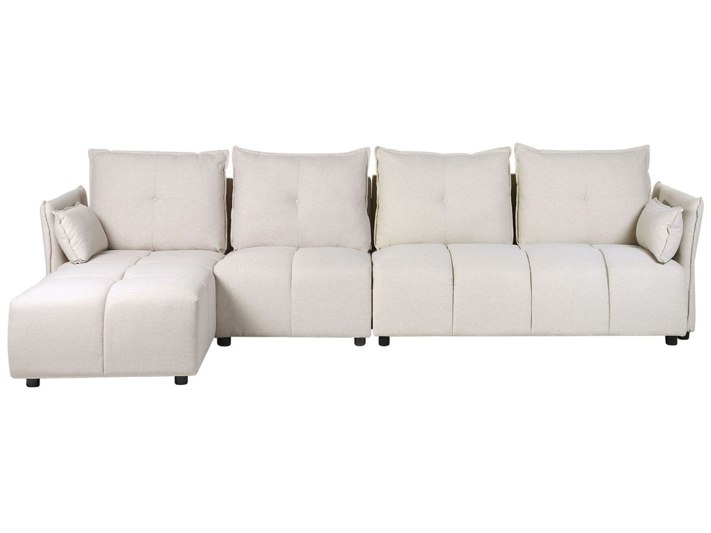 Corner Sofa TOMRA Fabric Beige 4 Seater Right Hand