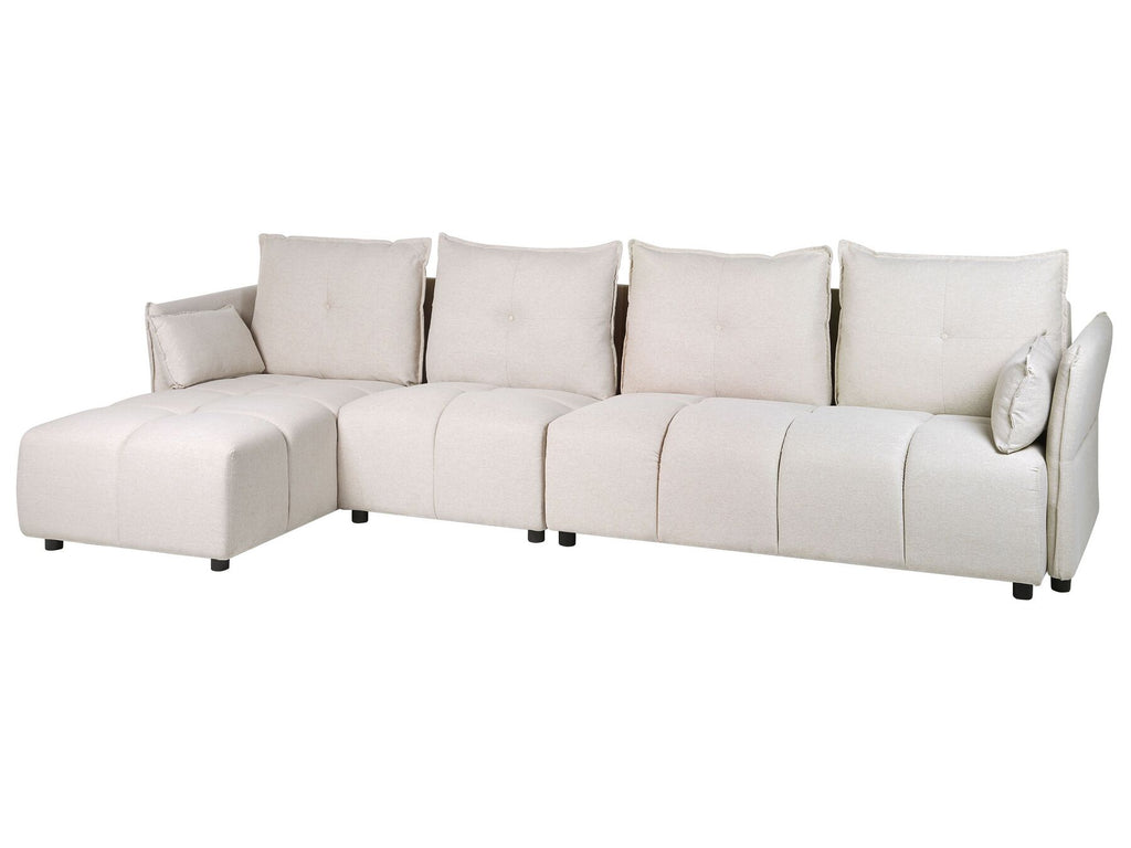 Corner Sofa TOMRA Fabric Beige 4 Seater Right Hand