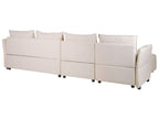 Corner Sofa TOMRA Fabric Beige 4 Seater Right Hand