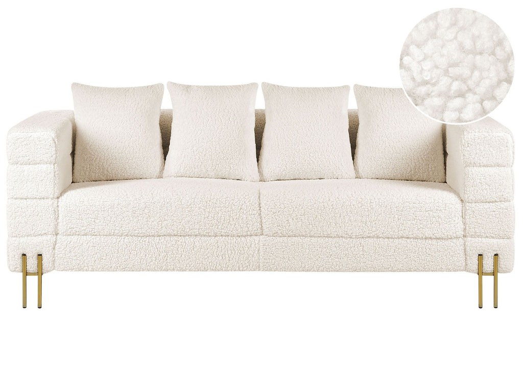3 Seater Boucle Sofa White GRANNA