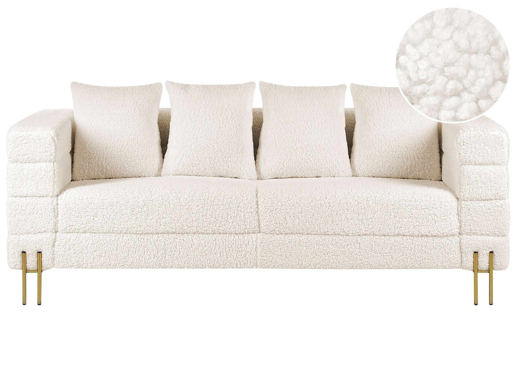 3 Seater Boucle Sofa White GRANNA
