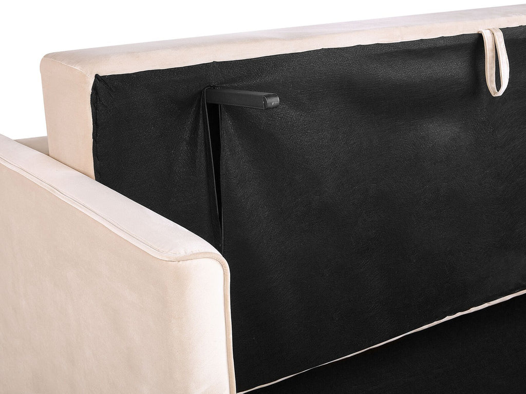 Sofa Bed EKSJO Velvet Beige with Storage 3 Seater