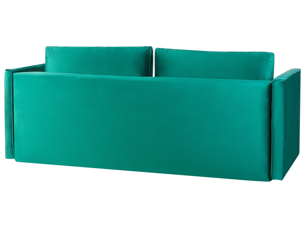 Sofa Bed EKSJO Velvet Emerald Green with Storage 3 Seater