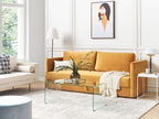 Sofa Bed EKSJO Velvet Mustard with Storage 3 Seater