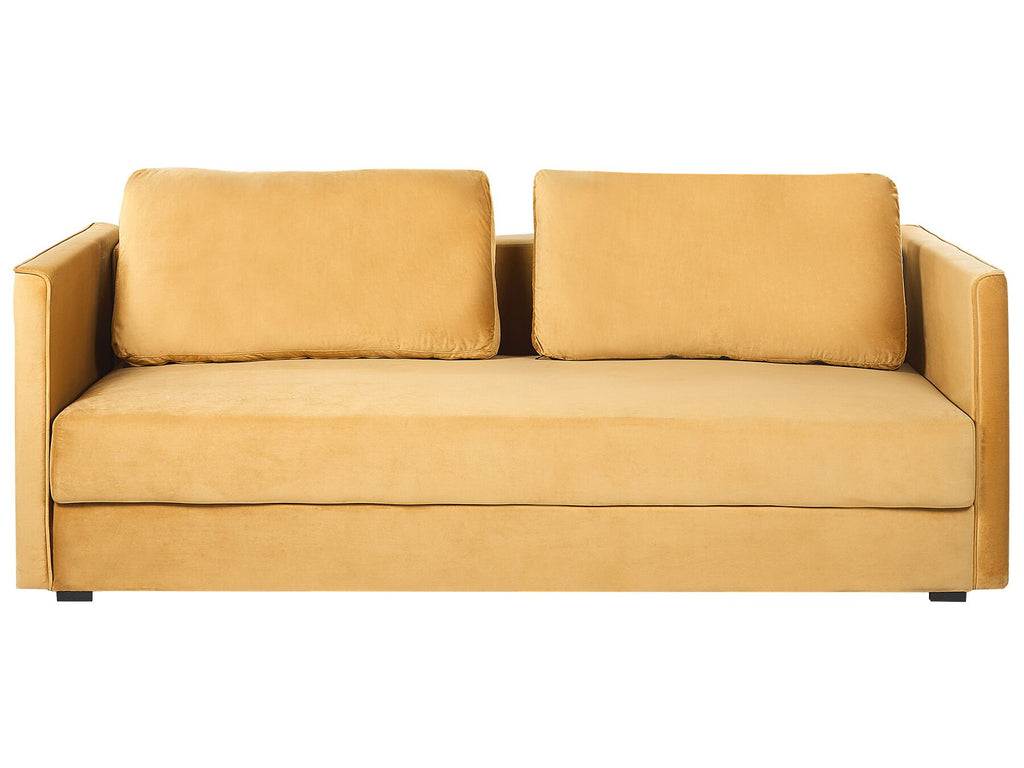 Sofa Bed EKSJO Velvet Mustard with Storage 3 Seater