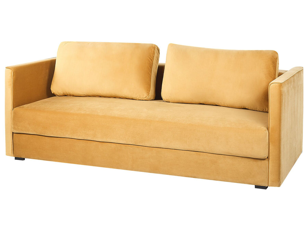 Sofa Bed EKSJO Velvet Mustard with Storage 3 Seater