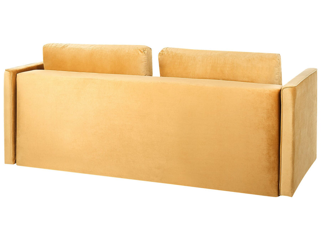Sofa Bed EKSJO Velvet Mustard with Storage 3 Seater