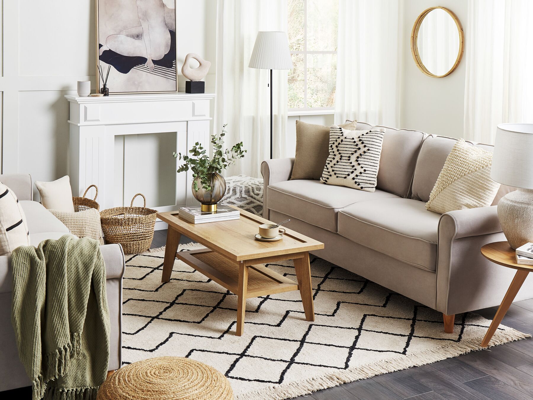 3 Seater Velvet Sofa Beige RONNEBY