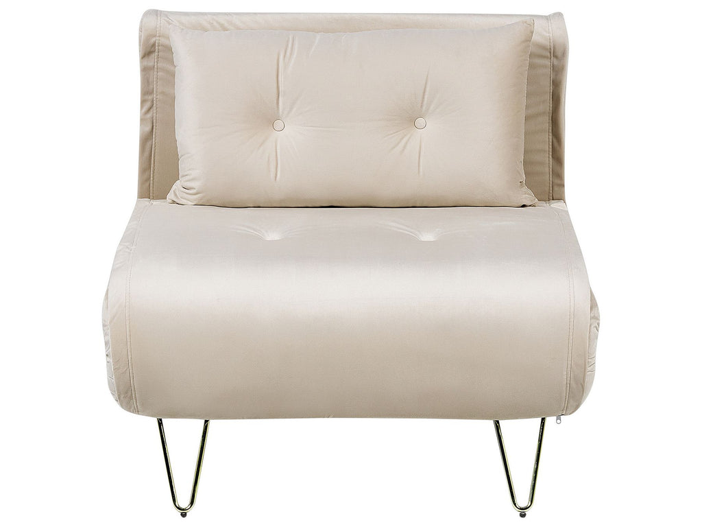 Single Sofa Bed VESTFOLD Velvet Beige