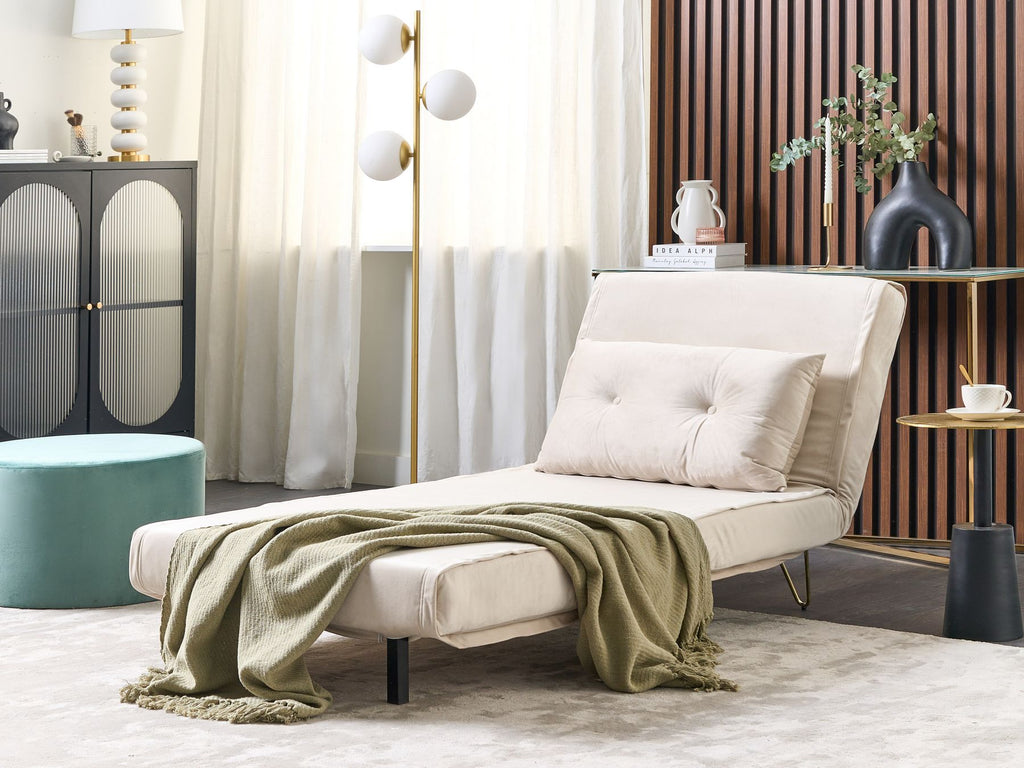 Single Sofa Bed VESTFOLD Velvet Beige