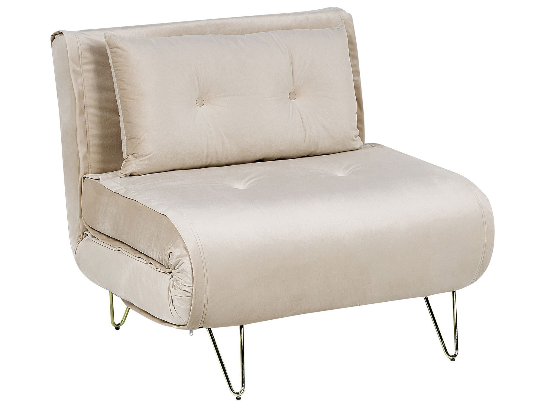 Single Sofa Bed VESTFOLD Velvet Beige