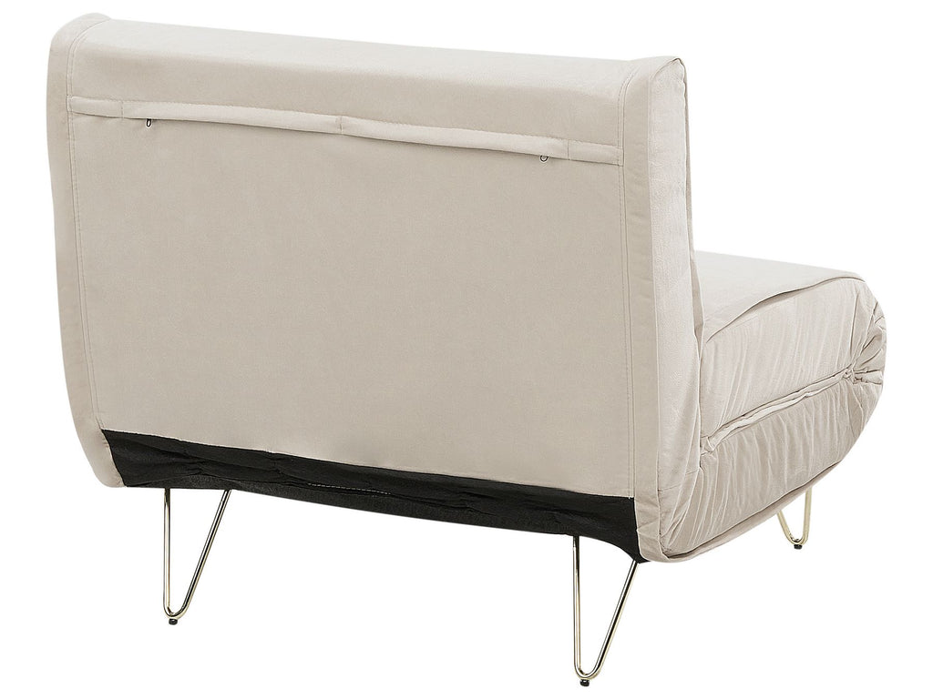 Single Sofa Bed VESTFOLD Velvet Beige