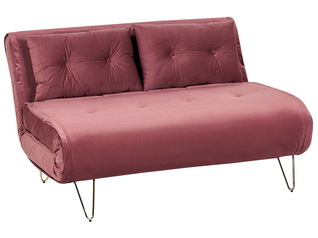 2 Seater Velvet Sofa Bed Pink VESTFOLD
