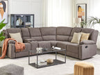 Manual Recliner Corner Sofa ROKKE Fabric Taupe 5 Seater Left Hand