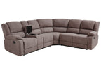 Manual Recliner Corner Sofa ROKKE Fabric Taupe 5 Seater Left Hand