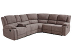 Manual Recliner Corner Sofa ROKKE Fabric Taupe 5 Seater Left Hand