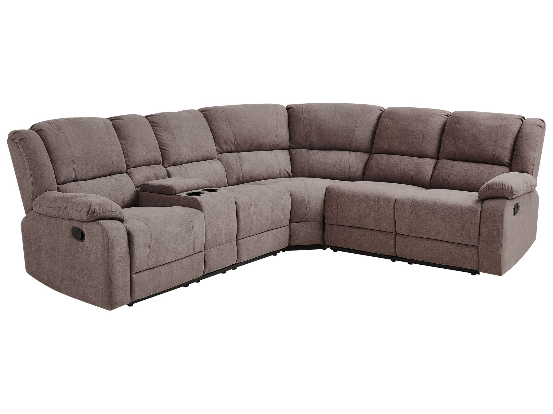 Manual Recliner Corner Sofa ROKKE Fabric Taupe 5 Seater Left Hand