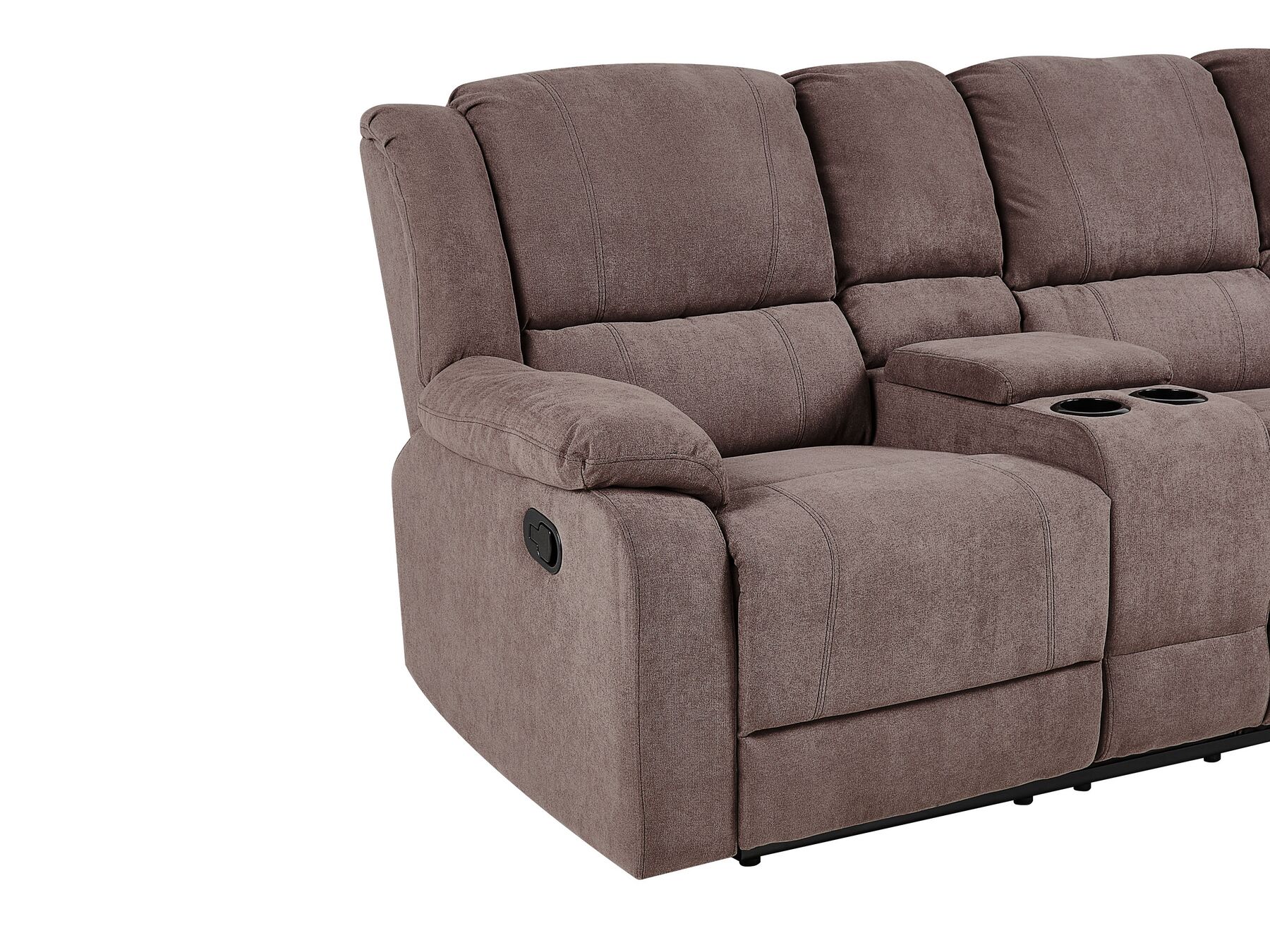 Manual Recliner Corner Sofa ROKKE Fabric Taupe 5 Seater Left Hand