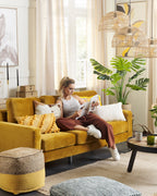 3 Seater Velvet Sofa Yellow GAVLE